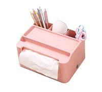 NONDK 1 Piece Tissue Storage Box, Study Table Organizer with Draw, Remote Holder Tissue Case, Plastic Tissue Case with Stationary Organizer Tray B