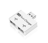 NONDK 1 Piece USB Hub to 2 Port Charger Hub Adapter USB Splitter Portable Dual USB Charging Extender for Phone Computer White