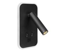 NONDK 1 Piece Wall Light Backlight USB Charging 330 Degree Rotation Adjustable Wall Lamp Bedside Study Reading Sconce Lamp SS Black