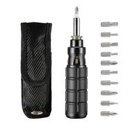 NONDK 10-in-1 Multibit Ratchet Screwdriver, with/Slotted/Torx/Hex Bits and 1/4-Inch Nut Driver,with Belt Pouch