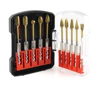 NONDK 10 Pcs 1/4" Carbide Burr Set 1/4" Quick-Change Shank, Die Grinder Bits for Metal, Wood, Stone, Compatible with Most Rotary Tools