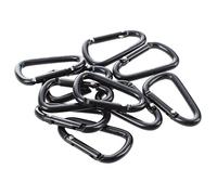 NONDK 10pcs Carabiner Hook Aluminium Alloy D Shape Black