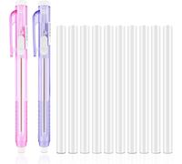 NONDK 12 Pack Retractable Mechanical Eraser Pens, 2 Pen Erasers with 10 Replacement Eraser Refills for School Home A