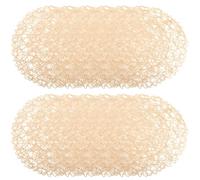 NONDK 12pcs Paper Braided Round Placemats Non-Slip Heat Table Mats for Dining Tables Indoor & Outdoor Place Mats Beige