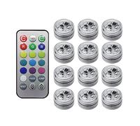 NONDK 12Pcs Wireless Colorful LED Car Interior Ambient Light Remote Control Battery Operated Vase Pool Pond Lantern Decoration