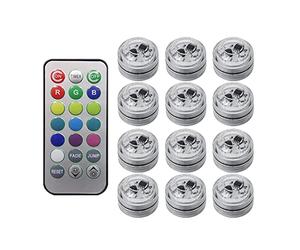 NONDK 12Pcs Wireless Colorful LED Car Interior Ambient Light Remote Control Battery Operated Vase Pool Pond Lantern Decoration