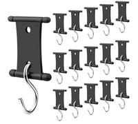 NONDK 16 PCS RV Awning Light Clips Awning Hooks, Double Sided Campers Light Holders Awning Hooks Light Support Hanger Black