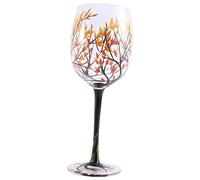 NONDK 1Pcs HOT-Autumn Tree Wine Glass - Fall Colors - Leaves of Red, Yellow, Orange - Hand Painted - Fall Leaf Reusable
