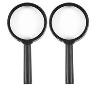 NONDK 2 Pieces 3 x Magnifier Lenses 40 mm Black Plastic Hand Magnifying Glass