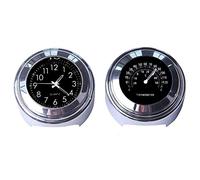 NONDK 2PCS Motorcycle Quartz Clock and Thermometer 7/8Inch Waterproof Bike Handlebar Watch Aluminum Universal Accessories