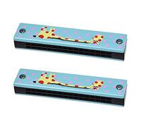 NONDK 2X Kids 32 Holes Dual Series Giraffe Harmonica Blue
