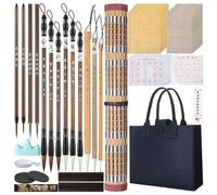 NONDK 31 Pcs Chinese Calligraphy Set Brush Gift for Beginner Including Brushes, Ink Sticks, Ink Stones, Paperweights
