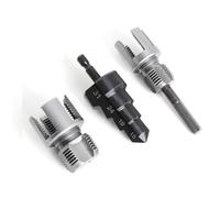 NONDK 3Pcs PVC Pipe Threading Tool Kit 1/2" 3/4" Internal/External Thread Cutters, Reamer and Step Drill Bits