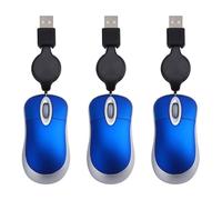 NONDK 3PCS Wired Mouse Retractable Mouse Corded Mouse Mini Mouse USB Optical Mouse Wired Mouse for Computer Laptop PC Easy to Use