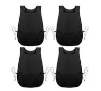 NONDK 4 Pack Cobbler Apron with 2 Pockets, Waterproof Art Smock for Women, Men, Cleaning, Painting, Housekeeping, Work Black
