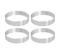 NONDK 4 Pcs Circular Porous Tart Ring Bottom Tower Pie Cake Mould Heat- Perforated Cake Mousse Ring,10cm