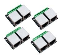 NONDK 4PCS RJ45 Ethernet Dual Female Terminal Breakout Board,3.5mm Pitch Connector Board Shielded Network Adapter Terminal
