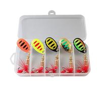 NONDK 5 Boxed Composite Sequins Rotating Sequins Metal Hand-Cranked Copper Column Three Hook Lueya Bait Set 6.5g-7cm