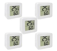 NONDK 5 Pack Mini Digital LCD Display Temperature Humidity Meter Sensor Wall Mounted Indoor Room Weather Gauge Tools Easy Install