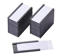 NONDK 50Pcs Magnetic Label Holders with Magnetic Data Card Holders with Clear Plastic Protectors for Metal Shelf (1 x 2 Inch)