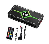 NONDK 5V 3 Pin ARGB Controller Cooling 4 Pin PWM Fan Hub PWM ARGB Fan Hub for 5V Addressable ARGB Computer PC Case Fan Black
