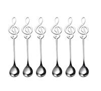 NONDK 6 Pack Cute Teaspoons Stainless Steel Musical Notation Shaped Coffee Spoons Dessert Cake Ice Cream Sugar Spoon
