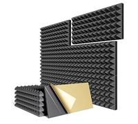 NONDK 6 Pack Self-Adhesive Sound Proof Foam Panels,24Inch X 12Inch X 2Inch Acoustic Foam Panels Pyramid Acoustic Panels Easy to Use