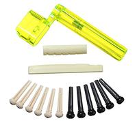 NONDK 6 String Acoustic Guitar Nut Saddle Part + 2x String Winder +12x Bridge Pins Kit