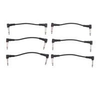 NONDK 6 x Electric Guitar Cables 6 inch 1/4 Right Angle Effect Pedal Patch Cord Black