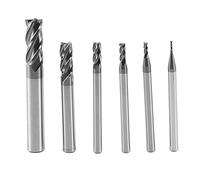NONDK 6Pcs 4 Flutes End Mills Set for Steels Square CNC Carbide Milling Cutter Spiral Router Bits Dia(1 2 3 4 6 8mm)