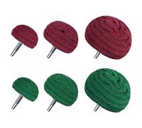 NONDK 6PCS Dome Type Sanding Mop Polishing Pad, Nylon Fiber Polishing Wheel, 180 Grains Mixed with 320 Grains(Red+Green Mixed)