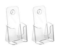 NONDK Acrylic Brochure Holder Slant Back Design, Clear Display Stand, Plastic Table Stand Sign Holder 2 Pack Easy to Use About 19.5cm