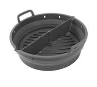 NONDK Air Fryer Silicone Plate Reusable Air Fryer Cooking Accessories Foldable 8.5in Airfryer Tool Baking Mold Grey
