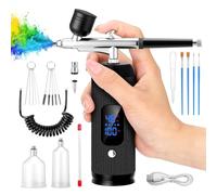 NONDK Airbrush Kit Including Compressor& 28/38/48 PSI High Pressure Non-Clog Design, 0.3/0.5mm Nozzles,for-for Pastry, Makeup Painting Applications
