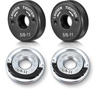 NONDK Arbor Nut D-Ring Knurled Silver 4 Pcs 5/8-11 Angle Grinder Flange Nuts Quick Release Locking Kit No Wrench Required