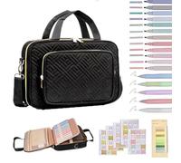 NONDK Bible Study Supplies for Women, Bible Cover Case, W/Shoulder Strap, Bible Bag Journaling Kit Book Carry Case Black