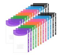 NONDK Binder Pockets 24-Pack-Expandable, 11-Hole Design-Snap Button& Label,for School, Home,