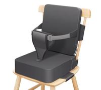 NONDK Booster Seat with 3-Point Harness for Kitchen Chair, PU Leather | Secure 3-point harness and non-slip base keep toddlers safe at meal times, PU leather stays cool and wipe-clean.