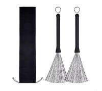 NONDK Brush Rubber Handle 1 Pair Retractable Steel Wire Drum Brush Musical Instrument Accessories