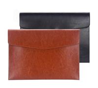 NONDK Business Bill File Storage Bag A5 Leather Document Folders Data Pack PU for School Supplies Packet