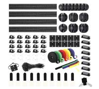NONDK Cable Management Kit 204 PCS Includes 4 Wire Organizer Sleeves, 7 Holders, 5 Cord Clips& Rolls Strap for Home