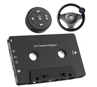 NONDK Car Cassette Bluetooth Adapter with Steering Wheel Remote Control | Clip-on steering wheel remote ring puts track controls, volume, and hands-free calls within for driving.