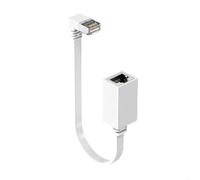 NONDK Cat7 Ethernet Extension Cable 15cm 10G RJ45 Male to Female 90° Adapter for PC Laptop for Cat7 White