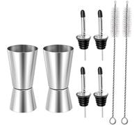NONDK Cocktail Measuring Cups Two Jiggers 2cl 4cl with 4 Bottle Pourers