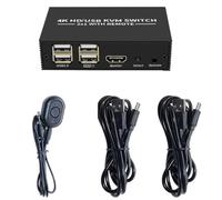 NONDK -Compatible KVM Switch 2X1 4K -Compatible USB Switch 2 in 1 Out with 4 Port USB Hub Easy to Use