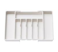NONDK Cutlery Drawer Organiser, Expandable Utensil Tray for Kitchen, Adjustable Silverware and Flatware Holder Easy to Use About 37.5 X 33 X 5.1cm White