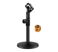 NONDK Desktop Microphone Stand with Mic Clip and 5/8" Male to 3/8" Female Adapter- Adjustable Table Mounting Base