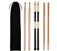 NONDK Drum Sticks Set Wood Drum Sticks Bamboo Drum Sticks Drum Wire Brushes Set Drumsticks for Adults