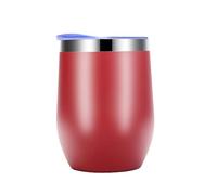 NONDK Eggshell Cup Double-Layer Stainless Steel Insulated Cup Vacuum Red Wine Egg Cup Coffee Tumbler with Lid Red