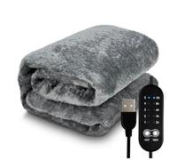 NONDK Electric Heating Blanket USB Heater Blanket Plush Winter Warm-Up Adjustable Temperature Timing Heating Pad 80x160 cm